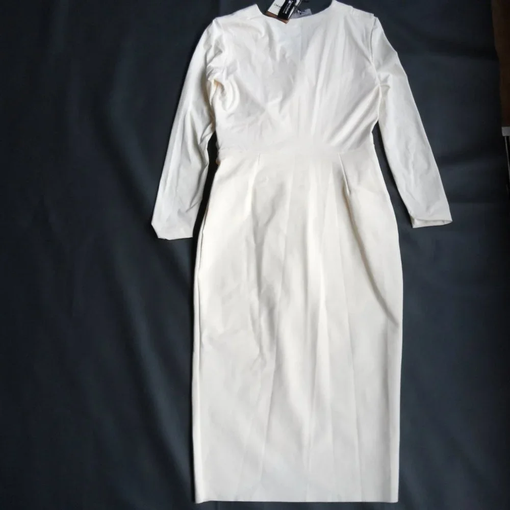 NWT$750 Chiara Boni La Petite Robe Jodene Pleated Wrap Midi Dress 46 10 - Picture 13 of 14